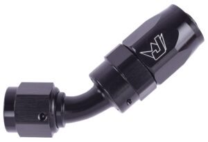 AN 45-Degree Max Flow Swivel Hose End [-6 AN Female to -6 AN Hose, Black]