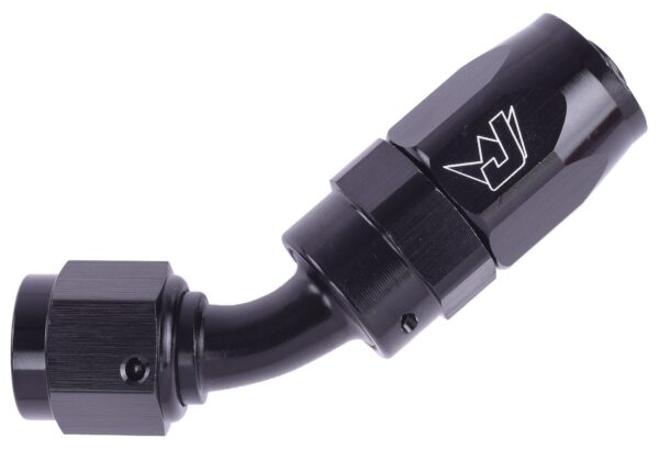 AN 45-Degree Max Flow Swivel Hose End [-6 AN Female to -6 AN Hose, Black]