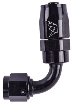 AN 90-Degree Max Flow Swivel Hose End [-6 AN Female to -6 AN Hose, Black]