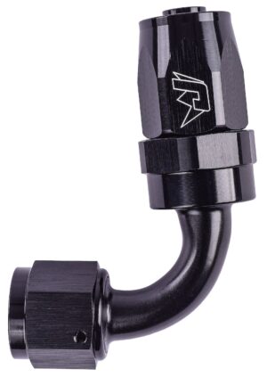 AN 90-Degree Max Flow Swivel Hose End [-8 AN Female to -8 AN Hose, Black]