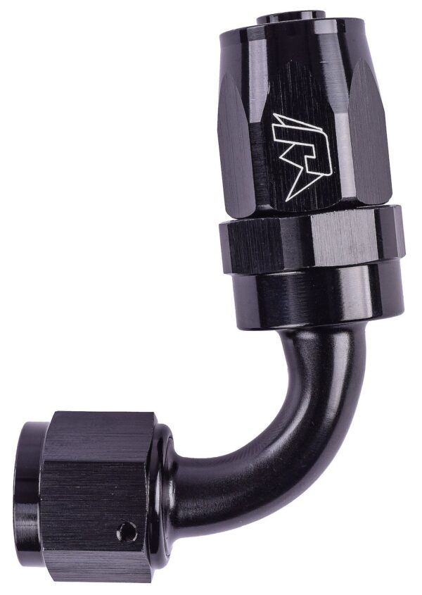 AN 90-Degree Max Flow Swivel Hose End [-8 AN Female to -8 AN Hose, Black]