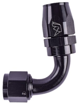 AN 90-Degree Max Flow Swivel Hose End [-10 AN Female to -10 AN Hose, Black]