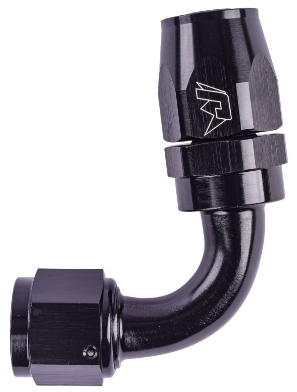 AN 90-Degree Max Flow Swivel Hose End [-10 AN Female to -10 AN Hose, Black]