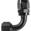 AN 90-Degree Max Flow Swivel Hose End [-12 AN Female to -12 AN Hose, Black]