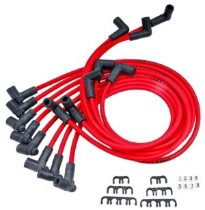 555-40210 8.0mm Red Hot Pow'r Wires Small Block Chevy Over Valve Covers